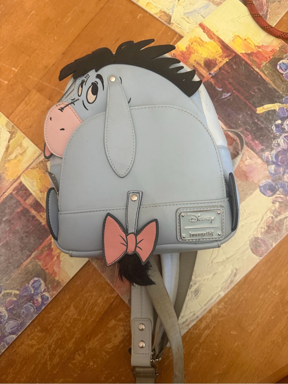 Loungefly Eeyore Mini Backpack in Light Blue with Pink Accents - Picture 1 of 5